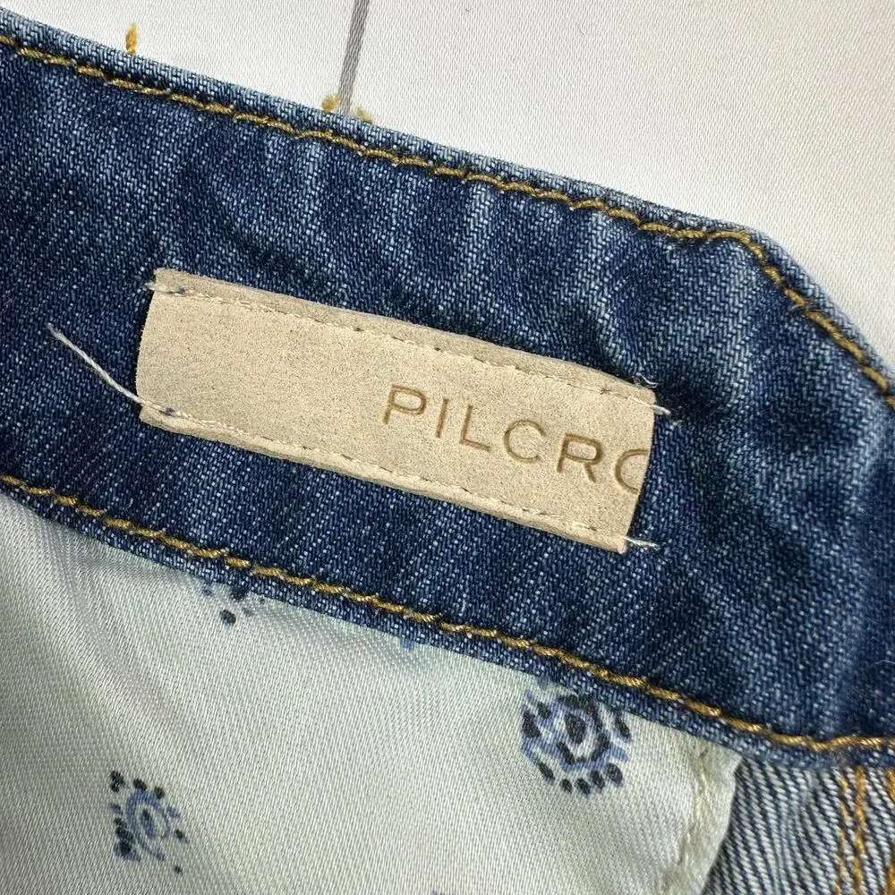 Anthropologie Pilcro Jeans Womens 26 Blue Pleated Baggy Wide Leg Relaxed Denim